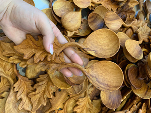 Vietnam Fine Crafted Scoop Leaf Wooden <b>Spoon</b> Natural Wood Material for Salt Herb Scoop <b>Serving</b> Kitchen Utensil - Product Image 3