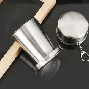 Tasse de voyage pliable en acier inoxydable portable avec porte-clés - Mug de camping pliable pour la randonnée et la bière - Product Image 3