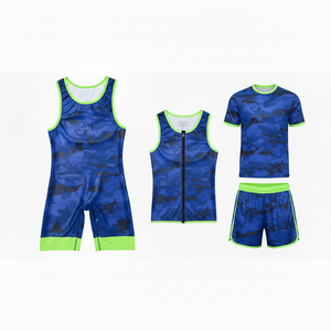 Five B Boys Singlet de lutte bleu camouflage sans manches, ajusté, anti-humidité, taille élastique, maillot de sport toutes saisons - Product Image 6