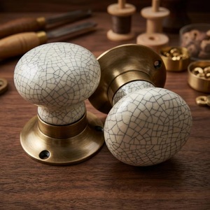 Ceramic Round Cabinet Knobs with Bronze Base Modern Design for Home Office Furniture Handles Multi-Room Use - Product Image 5