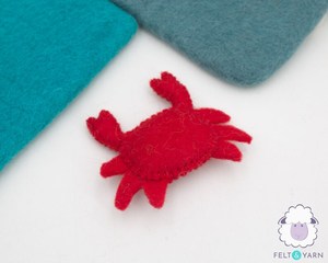 Crabe en feutre rouge et laine, ornements en feutre et fil, mobile marin, porte-clés, jouet d'éveil pour enfant - Product Image 5