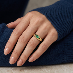 Anillo de Diamantes Ovalados de 0.50CT con Engaste de Bisel, Banda Gruesa Minimalista para Boda y Fiesta - Product Image 5