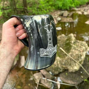 Premium Handmade Horn Mug & Coffee Mug | Buffalo Horn <b>Glasses</b> for Party, Drink, <b>Beer</b> & Rustic Decor - Product Image 1