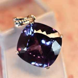 Pendentif Alexandrite à changement de couleur naturel, 44,85 carats, taille coussin carrée, pierre précieuse en argent sterling 925, certifié IGI, pour enfants - Product Image 6