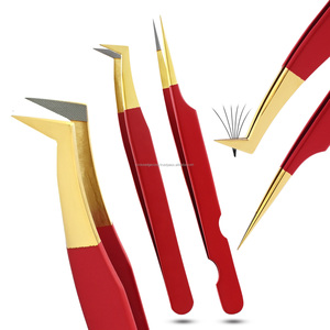 Professional lash extension tweezer 90-degree tweezers eyelash extension with Boot Russian Volume Stainless Steel Beauty <b>Tools</b> - Product Image 1