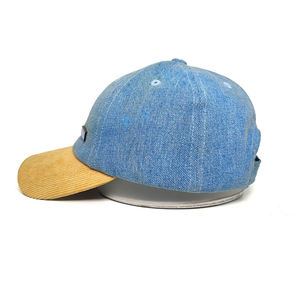 OEM Custom Logo Men High Quality 6 Panel <b>Plain</b> Blank Corduroy Denim Dad Hat Curved Brim Baseball <b>Cap</b> - Product Image 4