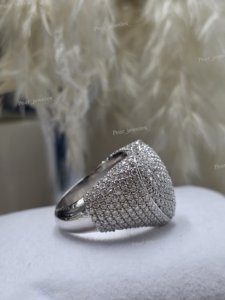 Iced Out Heart Shape 925 Silver Hip Hop <b>Ring</b> With Diamond Handmade Setting Unisex Luxury <b>Statement</b> <b>Ring</b> - Product Image 2