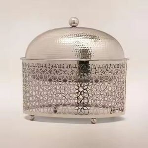 Luxury Hammered Casserole Premium Food Warmers Stainless Steel <b>Buffet</b> <b>Server</b> with Handcrafted Inlaid Wood Conical Lid - Product Image 6