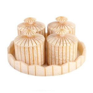 Bohemian Swirl Resin Spice <b>Storage</b> Jars Set Cylinder <b>Stackable</b> Condiments <b>Container</b> With Resin Lid Wedding Decorative Design - Product Image 2