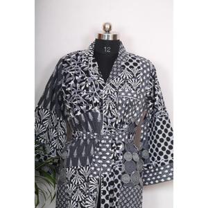 Camisón Kimono Bohemio de Algodón para Mujer, Estilo Indio, Largo Medio, con Cinturón y Botones Decorativos, Ajuste Holgado y Dulce - Product Image 4