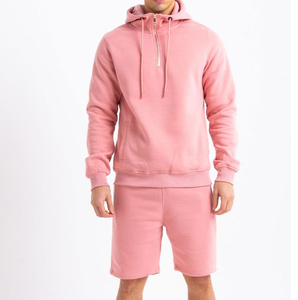 Men's Solid Color Hooded Sweatshirt Set Casual Knitted Cotton French Terry Summer Outfit Green Men’s Hoodies&Sweatshirt Sets - Product Image 5