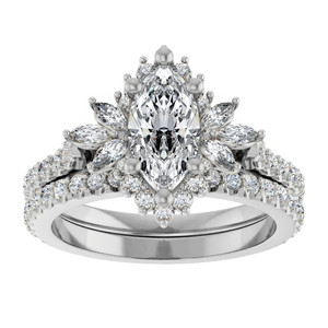 Anillo de Compromiso y Boda Clásico Hecho a Mano en Oro de 18K con Halo de Diamantes Cultivados en Laboratorio, Certificado IGI, para Mujer - Product Image 1
