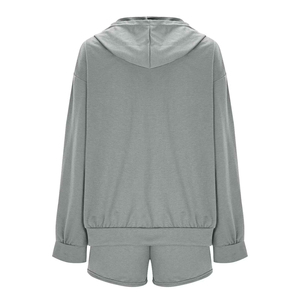 2026 High Quality Women Solid Color Crop <b>Top</b> Hoodie & <b>Shorts</b> <b>Set</b> Ladies Two Piece Casual Hoodie <b>Short</b> <b>Set</b> - Product Image 6