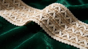 Cinta de encaje ancha de mezcla de algodón y yute con diseño floral calado para decoración del hogar y textiles decorativos - Product Image 3