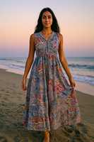 Robe longue d'été tendance en coton pour femme avec taille naturelle, robe moderne et élégante pour le quotidien – Achetez en gros, export Inde