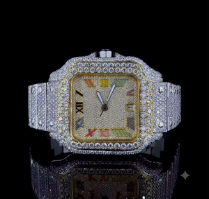Reloj Mecánico de Lujo para Hombre, Personalizado, de Alta Calidad, con Moissanita, Acero Inoxidable, Cuadrado, Números Romanos, Manecillas de 20 mm - Product Image 5