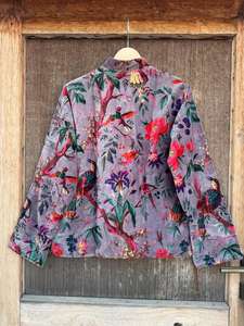 Blouson bomber en velours fleuri, robe kimono à imprimé original - Product Image 6