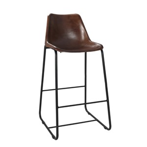 Chaise de bar au design industriel en cuir marron, cadre en métal noir, tabouret de comptoir pliable pour bar à domicile, usage commercial, accoudoirs amovibles - Product Image 3