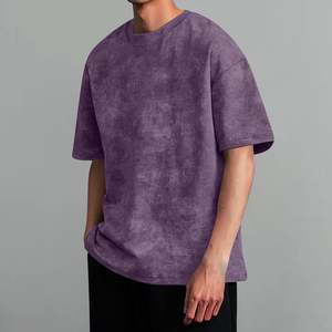 Wholesale 100% Cotton Men's Vintage Washed <b>Distressed</b> Shirt Short Sleeve Solid Round Neck T-Shirt Oversized Fit Casual Loose <b>Top</b> - Product Image 4