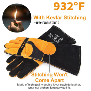 Premium Customized Material Leather Welding <b>Gloves</b> Industrial Safety Heat Resistant for Metalwork Durable Anti-Slip Safety <b>Glove</b> - Product Image 3