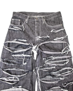 2026 High Quality Custom <b>Grey</b> Wash <b>Ripped</b> Distressed Wide Leg Fit Casual Streetwear Hiphop Y2K OEM ODM Cotton Men's Denim <b>Jeans</b> - Product Image 4