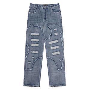 Jean en denim délavé pour homme, coupe ample et décontractée, style streetwear, déchiré, en coton, pour l'automne – Nouvelle collection très prisée - Product Image 5