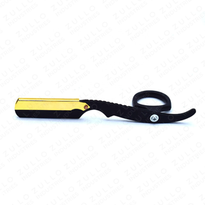 Rasoir de barbier pliant en acier inoxydable à motif feuille personnalisé OEM, rasoir droit à demi-lame pour usage professionnel - Product Image 6