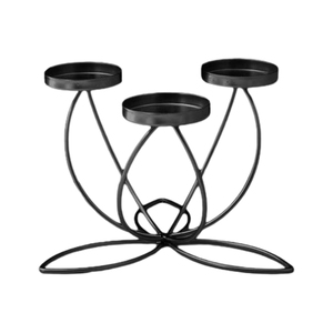 Luxury Round Black Metal Candle Holder Set Of 2 Geometric Iron Pillar Candlestick for Wedding <b>Table</b> Centerpiece Home Decor - Product Image 4