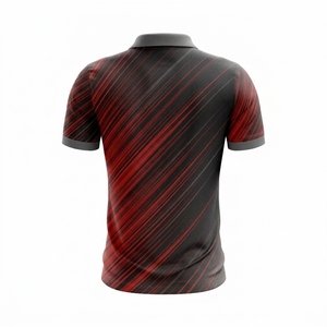 <b>Men</b>’s Custom Red & <b>Black</b> Striped <b>Polo</b> <b>Shirt</b> – Premium Performance Golf & Coach Sportswear - Product Image 4