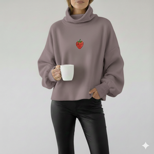 Sweat-shirt long décontracté à col montant pour femme, coupe ample, pull d'hiver élégant, style streetwear, idéal pour un look quotidien confortable - Product Image 1