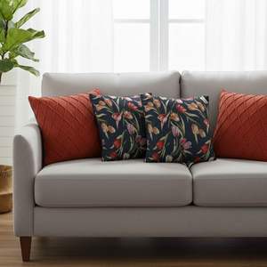 SOGA 5PC Botanical Floral and Classic <b>Red</b> Diamond Knit Pillowcase Set for Home Decor <b>Cushion</b> <b>Covers</b> - Product Image 3