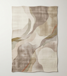 Tapis d'appoint en laine noué à la main, motif floral classique, beige taupe abstrait, tapis décoratif doux pour salon, chambre, bureau - Product Image 1
