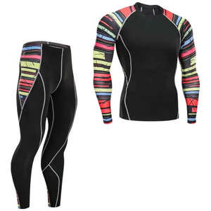 <b>Men's</b> Workout Sublimated <b>Compression</b> <b>Shirt</b> Pants Breathable 100% Polyester Long Sleeve Sports <b>Compression</b> Sets - Product Image 1
