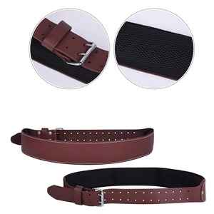 Brown 2026 <b>Leather</b> <b>Tool</b> Belt With Pockets And Adjustable Strap For Workshop Equipment Storage - Product Image 2