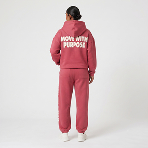 Survêtement pour femmes à imprimé bouffant et fermeture éclair, 100% coton, coupe oversize, streetwear d'hiver, deux pièces avec fermeture éclair - Product Image 2