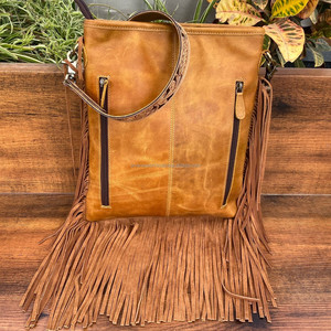 High Quality Handcrafted <b>Tooled</b> <b>Leather</b> Large Fringe Crossbody Bag Women Luxury Conceal Carry Designer Cowhide Shoulder Handbag - Product Image 5