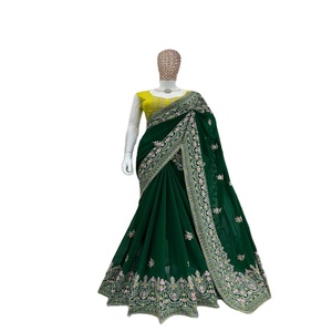 El último diseñador Faux Georgette Thread Work Saree de FabZone - Product Image 1