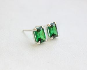 Emerald Sterling <b>Silver</b> <b>Stud</b> <b>Earrings</b> May Birthstone Minimalist Women Jewelry Gemstone Handmade Wholesale Supplier - Product Image 5