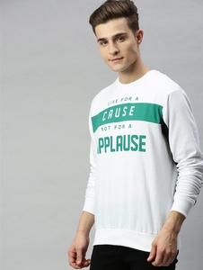 Sweat-shirt blanc à col rond pour homme, coupe classique, motif imprimé, pull décontracté, tricot d'automne, 100% coton - Product Image 1