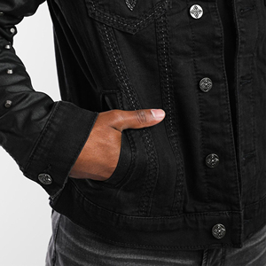 High-Quality Custom-Made Men's Denim <b>Rhinestone</b> <b>Jacket</b> with New Fashion Design Front Logo for Winter at Wholesale Price Haus Ind - Product Image 5