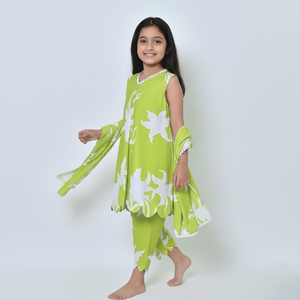 Kurti Estampado de Excelente Calidad con Cuello en V y Sin Mangas, Color Verde Claro, para Atuendos Especiales, Disponible en Grandes Cantidades - Product Image 5