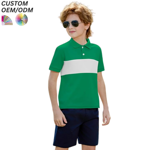 Polo décontracté tricoté à col en V et manches courtes personnalisé pour garçons – Idéal pour l'été, l'entraînement en équipe, l'impression sportive et l'uniforme scolaire - Product Image 1