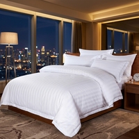 Ensemble de literie d'hôtel de luxe de qualité supérieure 100% coton à rayures de 3 cm, blanc, pour hôtels 5 étoiles, vente en gros de la marque Guangzhou JF