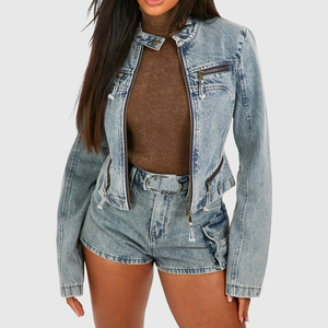 Ensembles de shorts en jean pour femmes, bonne qualité, 100% coton, respirant, streetwear, été, prix bas, stock d'usine, ensembles décontractés - Product Image 3