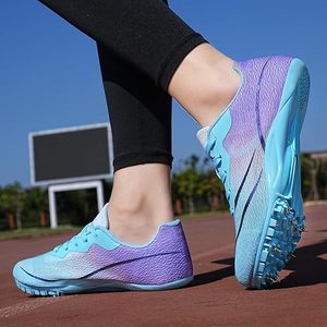 Chaussures de course légères unisexes à pointes, avec empeigne en mesh, semelle extérieure en caoutchouc, semelle intermédiaire en EVA, respirantes, pour l'été, dégradé bleu-violet - Product Image 6