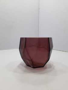 Modern Geometric Glass <b>Vase</b> Purple Octagonal Tabletop Decor <b>Unique</b> Design - Product Image 3