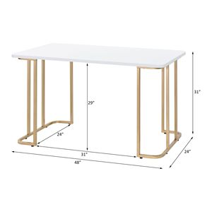 Scrivania Estie in Finitura Bianca e Oro, Elegante Lampada da Tavolo per Ufficio Domestico - Product Image 5