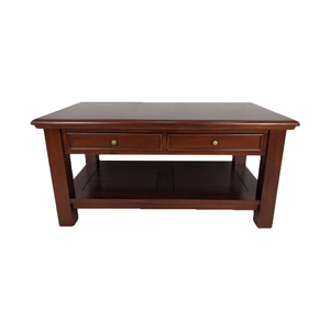 Table basse rectangulaire en bois massif rustique Java Furni Craft TA002 avec tiroirs et étagère ouverte pour salon - Product Image 5