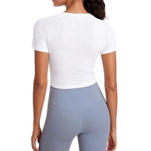 White Raglan Women Yoga Crop Tops Seamless Nylon Spandex Smooth Touch Durable Exercise Fitness Yoga Tops - Product Image 2