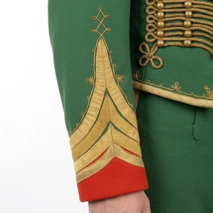 <b>Men's</b> Green Woolen Hussar <b>Jacket</b> With Gold Embroidery Stand Collar Double Breasted Formal Winter Coat <b>Short</b> Length - Product Image 6